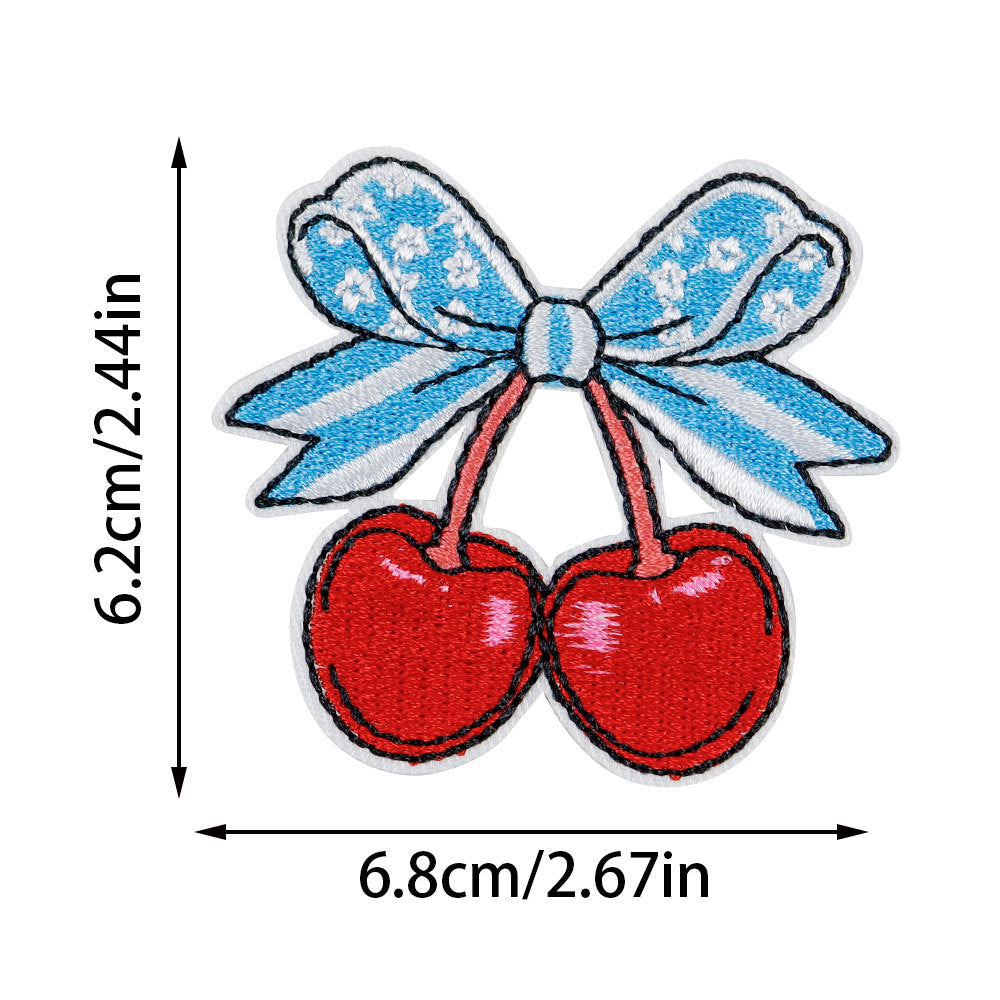 Wholesale  Cherry Embroidered Cloth Sticker No-sewing Girl' s Down et Patch Sticker Holes Sticker Large
